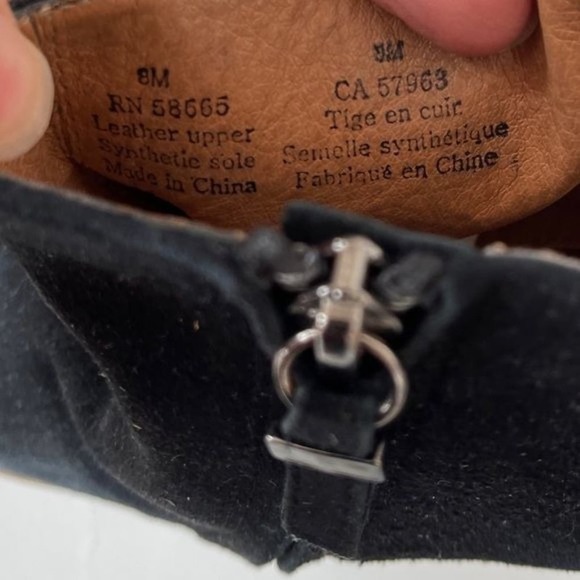 Halogen Wedge Booties Black Suede Zip Sides Selbi Almond Toe Shoes Size 8 M - Picture 8 of 11